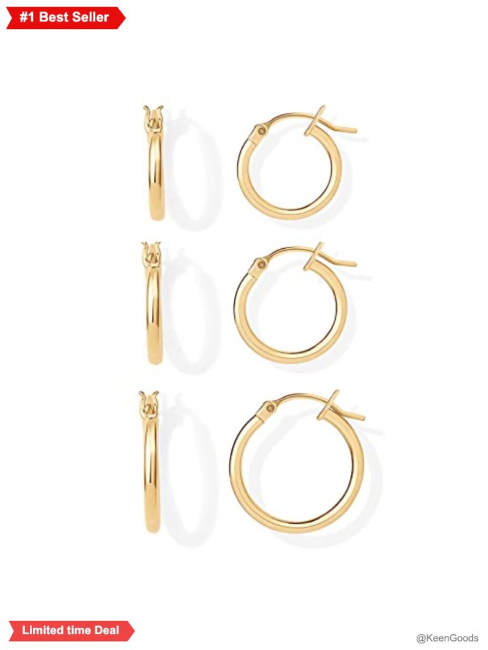 18K Gold Plated Small Hoop Earrings Huggie Set for Women